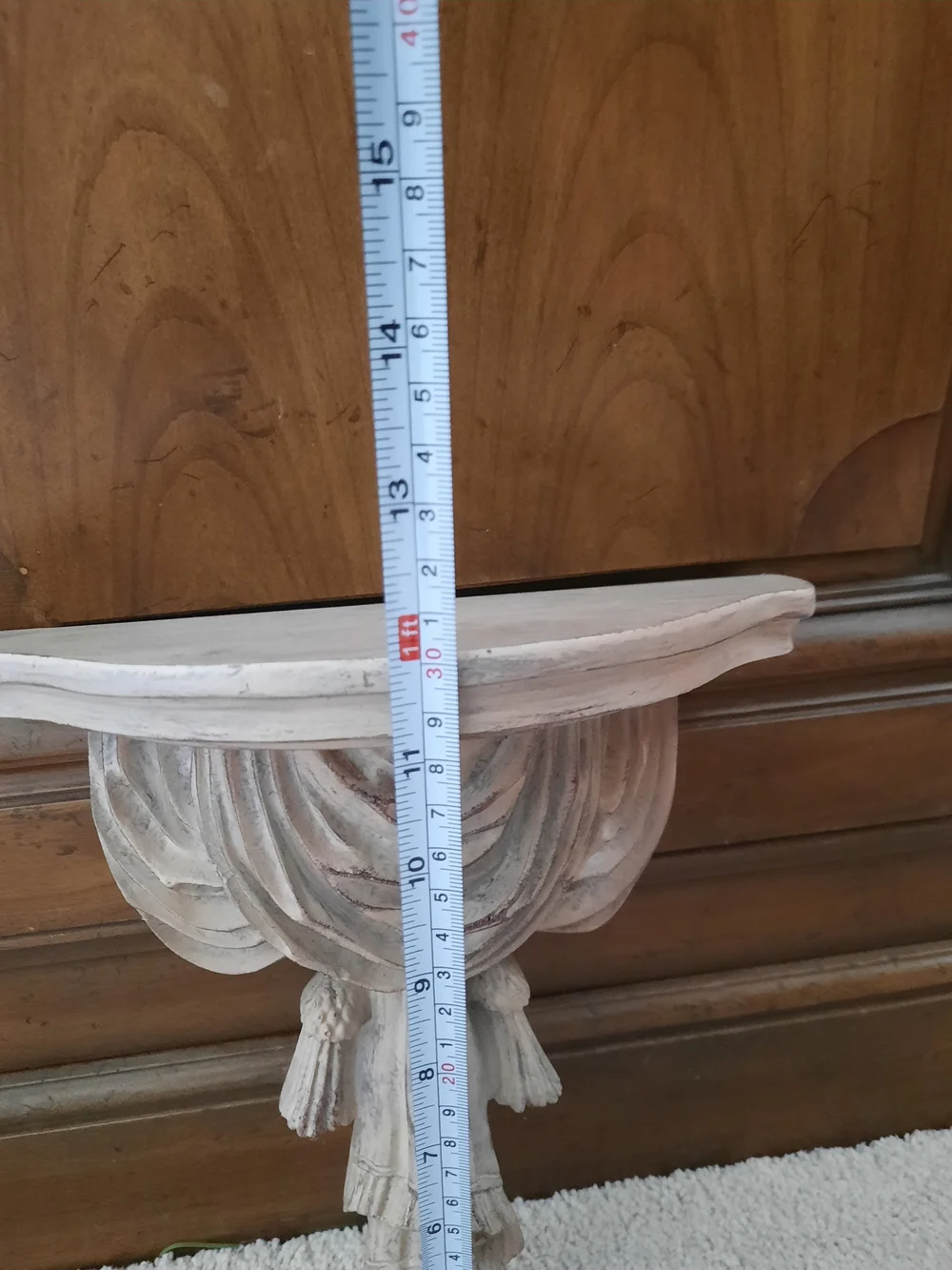 Decorative Resin Draped Fabric Wall Sconce Shelf in Distressed White